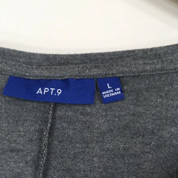 Apt 9 L Large Blouse Gray Black Floral Felt Sequin Print Dolman Drop Sleeve Grey - Picture 4 of 6